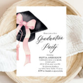 Invitation Moderne Elégant Pink Bow Graduation Cap Graduation