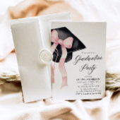 Invitation Moderne Elégant Pink Bow Graduation Cap Graduation