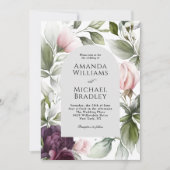 Invitation Moderne Élégant Plum rose Mariage Floral (Devant)