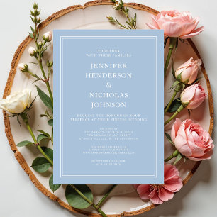 Invitation Moderne Élégant Poudre Bleu Mariage virtuel