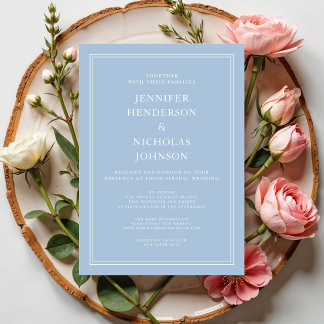 Invitation Moderne Élégant Poudre Bleu Mariage virtuel