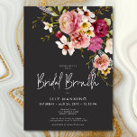 Invitation Moderne Elégant Pré Floral Black Bridal Brunch<br><div class="desc">Notre invitation à brunch avec douche noire au charbon de bois avec un bouquet saisissant de fleurs sauvages de prairie d'été en rose vif, magenta, crème et jaune avec verdure luxuriante, est un chef-d'oeuvre moderne. Le texte blanc immaculé ajoute une touche d'élégance, tandis que l'arrière - plan sombre crée un...</div>
