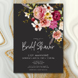 Invitation Moderne Elégant Pré Floral Fête des mariées noire<br><div class="desc">Notre invitation à la douche nuptiale au charbon noir avec un bouquet saisissant de fleurs sauvages de prairie d'été en rose vif, magenta, crème et jaune avec la verdure luxuriante, est un chef-d'oeuvre moderne. Le texte blanc immaculé ajoute une touche d'élégance, tandis que l'arrière - plan sombre crée un décor...</div>