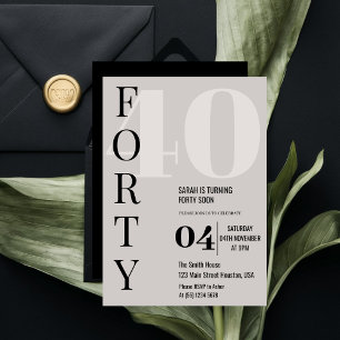 Invitation Moderne Elegant QUARANTE 40e fête d'anniversaire