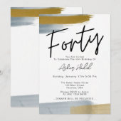 Invitation Moderne Elégant Quarante-40ème anniversaire fête (Devant / Derrière)