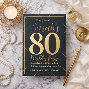 Invitation Moderne Élégant Quatre-Vingts 80e Anniversaire Feu