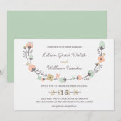 Invitation Moderne Elégant rétro Mariage de couronnes florale (Devant / Derrière)