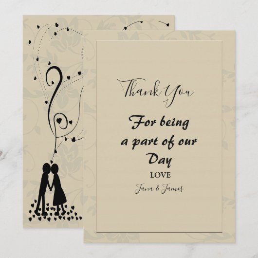 Invitation Moderne Élégant Romantique Merci (Devant / Derrière)