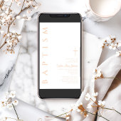 Invitation Moderne Élégant rose Croix Religieuse Fille Baptêm