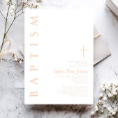 Invitation Moderne Élégant rose Croix Religieuse Fille Baptêm