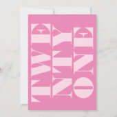 Invitation Moderne Élégant rose gras 21e anniversaire (Dos)