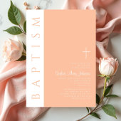 Invitation Moderne Élégant Rose Religieux Fille Baptême