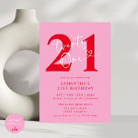 Invitation Moderne Elegant Rose Rouge 21ème anniversaire<br><div class="desc">Célébrez en style avec notre Moderne Elegant Rose et Rouge 21ème anniversaire Invitation de fête! Avec son mélange audacieux de teintes rose et rouge, cette invitation chic donne le ton parfait pour une fête sophistiquée et amusante. Une typographie élégante et des accents élégants en font un moyen attrayant d'invitation vos...</div>