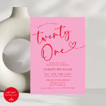 Invitation Moderne Elegant Rose Rouge 21ème anniversaire<br><div class="desc">Célébrez en style avec notre Moderne Elegant Rose et Rouge 21ème anniversaire Invitation de fête! Avec son mélange audacieux de teintes rose et rouge, cette invitation chic donne le ton parfait pour une fête sophistiquée et amusante. Une typographie élégante et des accents élégants en font un moyen attrayant d'invitation vos...</div>