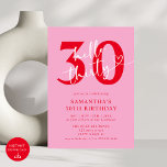 Invitation Moderne Elegant Rose Rouge Hello 30e fête d'annive<br><div class="desc">Célébrez votre jalon avec style en utilisant notre Moderne Elegant Rose et Rouge Hello 30th Birthday Party Invitation! Ce design chic et sophistiqué allie harmonieusement le rose et le rouge, et reflète parfaitement l'excitation d'un virage de 30 ans. Avec une typographie épurée et des accents modernes, cette invitation donne le...</div>