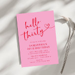Invitation Moderne Elegant Rose Rouge Hello 30e fête d'annive<br><div class="desc">Célébrez votre jalon avec style en utilisant notre Moderne Elegant Rose et Rouge Hello 30th Birthday Party Invitation! Ce design chic et sophistiqué allie harmonieusement le rose et le rouge, et reflète parfaitement l'excitation d'un virage de 30 ans. Avec une typographie épurée et des accents modernes, cette invitation donne le...</div>