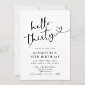 Invitation Moderne Elegant Rouge Blanc Bonjour 30e fête d'ann (Devant)