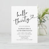 Invitation Moderne Elegant Rouge Blanc Bonjour 30e fête d'ann (Debout devant)