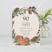 Invitation Moderne Elégant Rustique Orange 90e anniversaire (Debout devant)