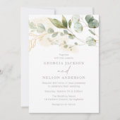 Invitation Moderne Elegant Sage Green Feuille Mariage (Devant)