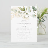 Invitation Moderne Elegant Sage Green Feuille Mariage (Debout devant)