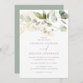 Invitation Moderne Elegant Sage Green Feuille Mariage (Devant / Derrière)