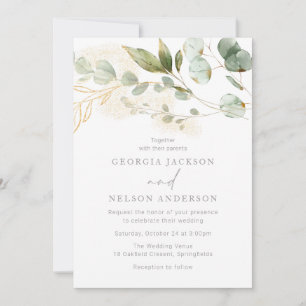 Invitation Moderne Elegant Sage Green Feuille Mariage