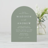Invitation Moderne Elegant Sage Green Photo Arch Mariage (Debout devant)
