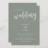 Invitation Moderne Élégant Sage Vert Simple Mariage (Devant / Derrière)