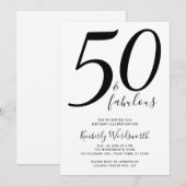Invitation Moderne Élégant Script 50 Fantastique Cinquantième (Devant / Derrière)