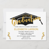 Invitation Moderne Elégant Senior Golden Black Graduation (Devant)