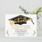 Invitation Moderne Elégant Senior Golden Black Graduation (Debout devant)