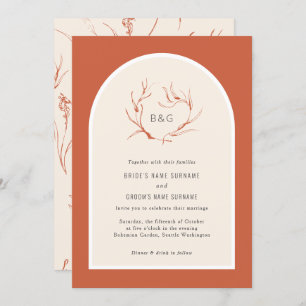 Invitation Moderne Élégant Simple Arc Mariage en terre cuite