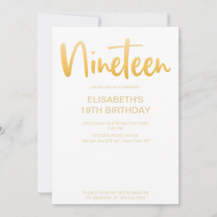 Invitation Moderne Elégant Simple Blanc 19 Anniversaire