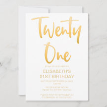 Moderne Elégant Simple Blanc 21 Anniversaire