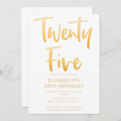 Invitation Moderne Elégant Simple Blanc 25E Anniversaire (Devant / Derrière)