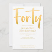 Invitation Moderne Elégant Simple Blanc 40e Anniversaire (Devant)