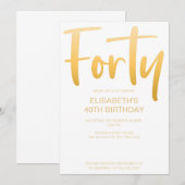 Invitation Moderne Elégant Simple Blanc 40e Anniversaire (Devant / Derrière)