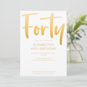 Invitation Moderne Elégant Simple Blanc 40e Anniversaire