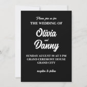 Invitation Moderne Elegant Simple Mariage noir et blanc (Devant)