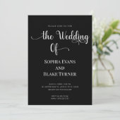 Invitation Moderne Elegant Simple Mariage noir et blanc (Debout devant)