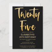 Invitation Moderne Elégant Simple Noir 25E Fête d'anniversair (Devant)