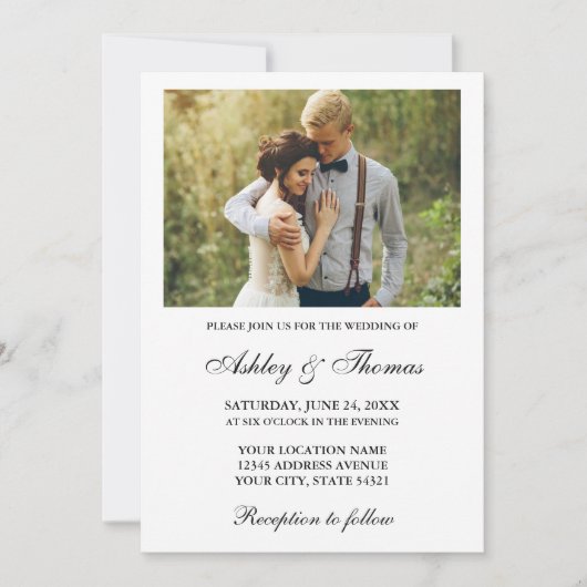 Invitation Moderne Elegant Simple Photo Mariage (Devant)