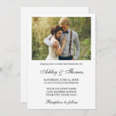 Invitation Moderne Elegant Simple Photo Mariage (Devant / Derrière)