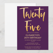 Invitation Moderne Elégant Simple Purple 25E Anniversaire Fêt (Devant / Derrière)