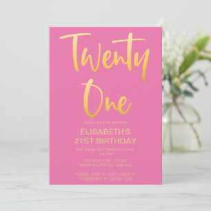 Invitation Moderne Elégant Simple Rose 21E Anniversaire
