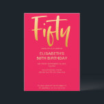 Invitation Moderne Elégant Simple Rouge 50ème anniversaire fê<br><div class="desc">Introduisez une nouvelle invitation moderne et élégante à la fête du 50ème anniversaire,  arrière - plan rouge avec couleur or texte de typographie manuscrite "cinquante". Customisez cette carte de modèle en ajoutant vos propres informations de fête.</div>