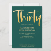 Invitation Moderne Élégant Simple Vert 30ème anniversaire (Devant)