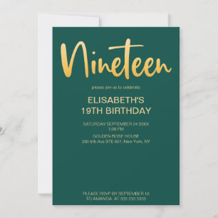Invitation Moderne Élégant Simple Vert Fête d'anniversaire 19