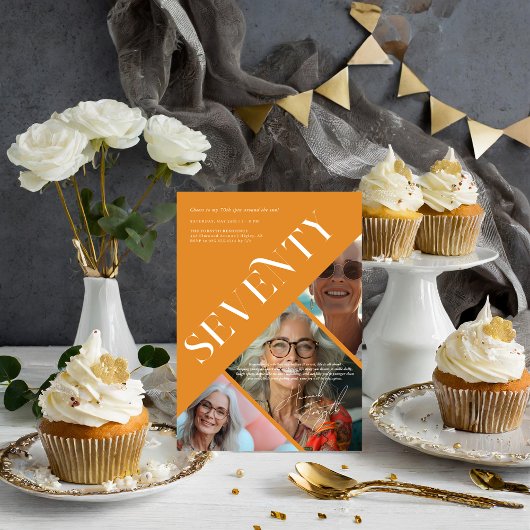 Invitation Moderne élégant Soixante-dix | 70e anniversaire 3 